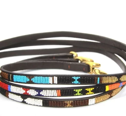 Beaded Leather Dog Leads